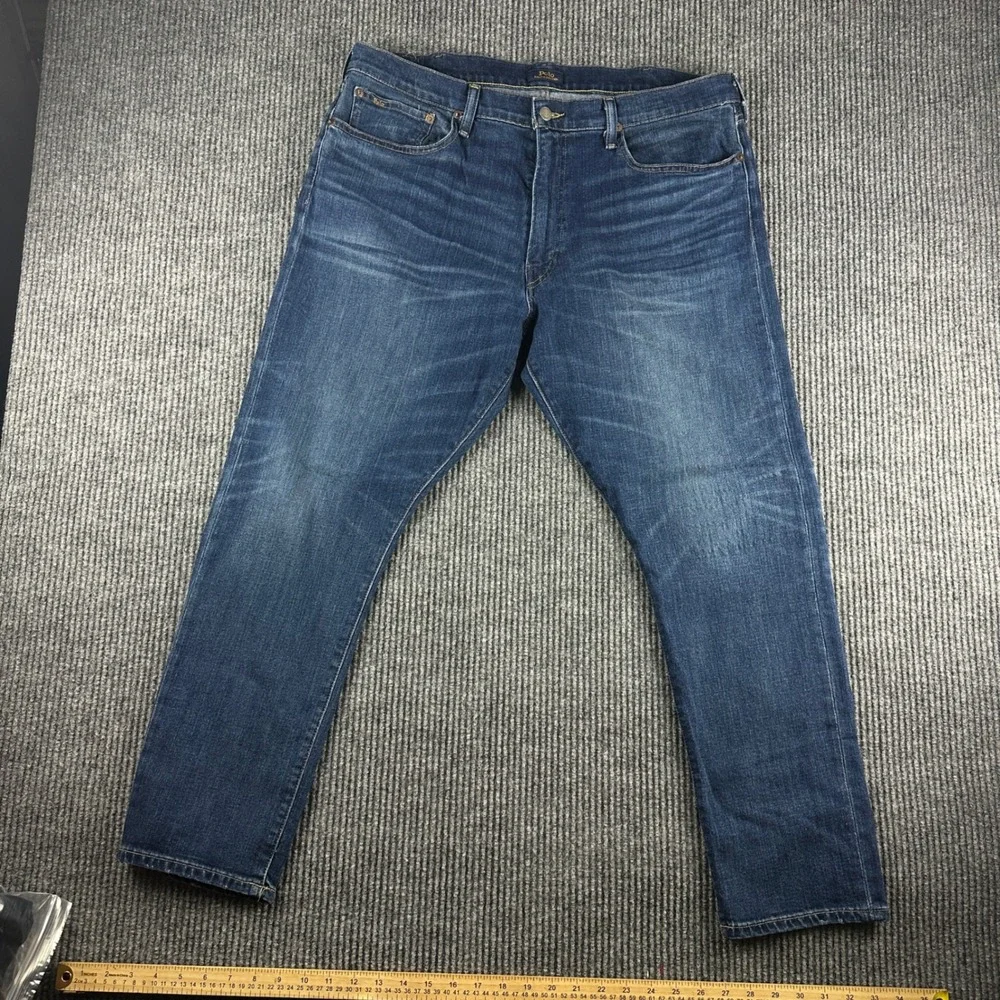 Polo Ralph Lauren Parkside Active Taper Jeans Mens 38x30 Dark Wash Blue Denim